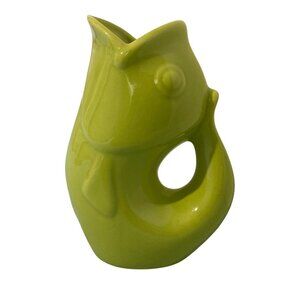Vintage Gurgle Pot Fish Pitcher Kiwi Green French Inspired Design Glug Jug